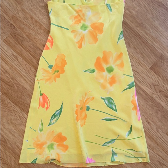 Vintage Lauren Ralph Lauren Floral Yellow Slip Dress 100% Silk Size 8 - Picture 8 of 11